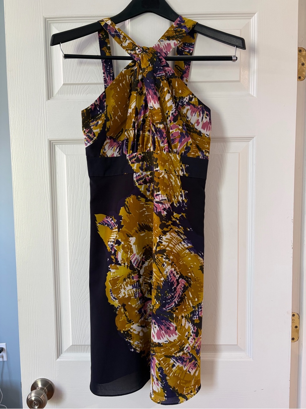 The Limited One-Shoulder Floral Print Dress in Mustard, Purple and Black